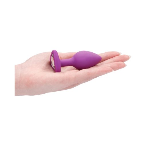 Ouch! Flexible Silicone Diamond Heart Butt Plug Purple Regular - Image 9