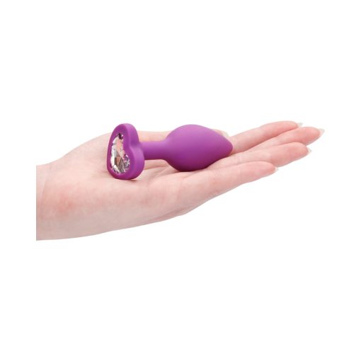 Ouch! Flexible Silicone Diamond Heart Butt Plug Purple Regular - Image 10