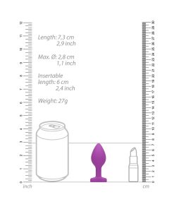 Ouch! Flexible Silicone Diamond Heart Butt Plug Purple Regular