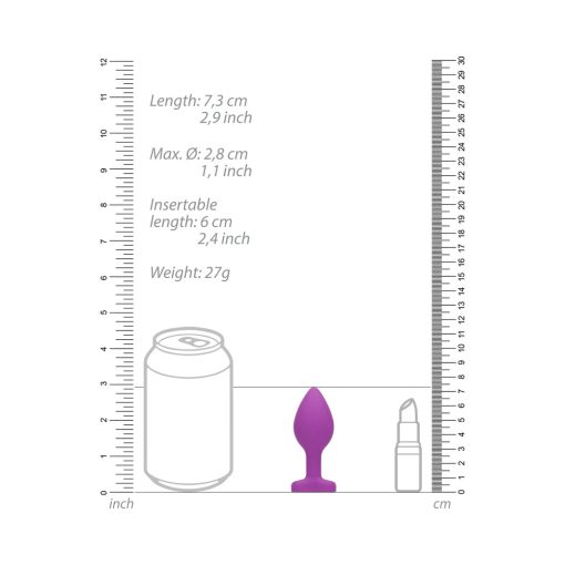 Ouch! Flexible Silicone Diamond Heart Butt Plug Purple Regular - Image 12