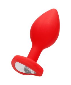 Ouch! Flexible Silicone Diamond Heart Butt Plug Red Large