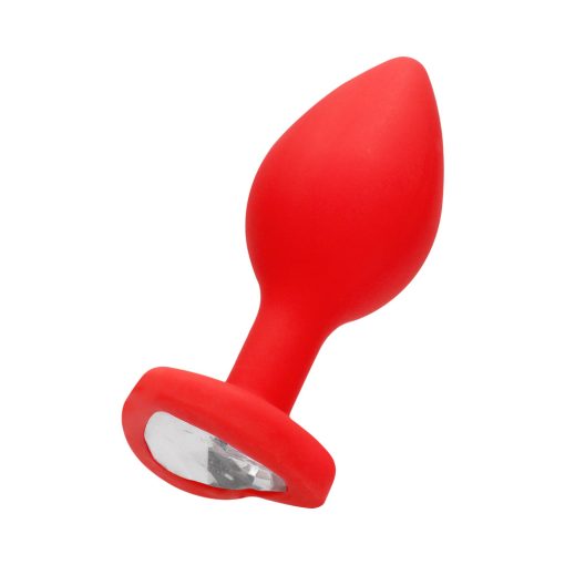 Ouch! Flexible Silicone Diamond Heart Butt Plug Red Large - Image 4