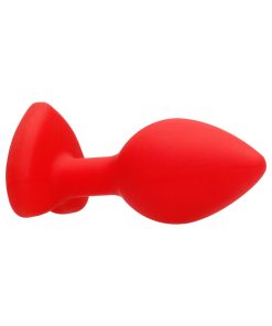 Ouch! Flexible Silicone Diamond Heart Butt Plug Red Large