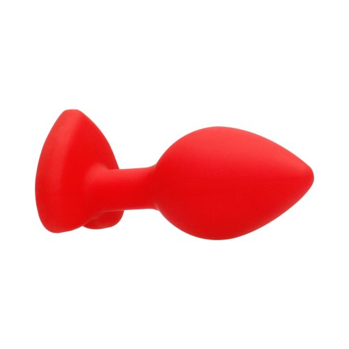 Ouch! Flexible Silicone Diamond Heart Butt Plug Red Large - Image 5