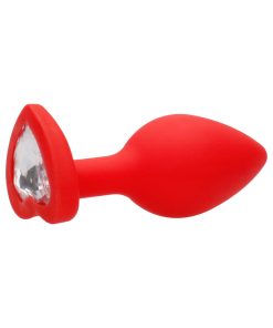 Ouch! Flexible Silicone Diamond Heart Butt Plug Red Large