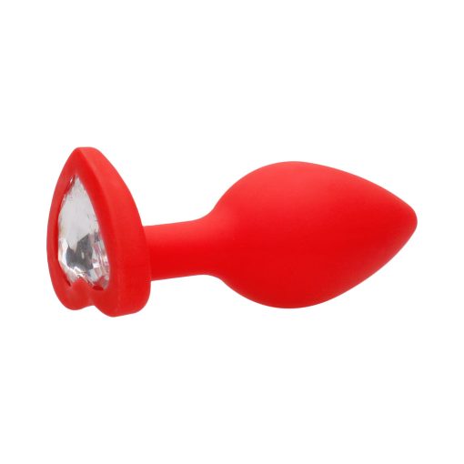 Ouch! Flexible Silicone Diamond Heart Butt Plug Red Large - Image 6