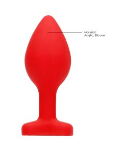 Ouch! Flexible Silicone Diamond Heart Butt Plug Red Large