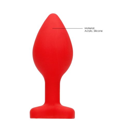 Ouch! Flexible Silicone Diamond Heart Butt Plug Red Large - Image 7
