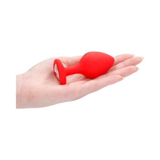 Ouch! Flexible Silicone Diamond Heart Butt Plug Red Large - Image 8