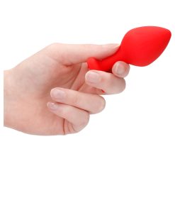 Ouch! Flexible Silicone Diamond Heart Butt Plug Red Large