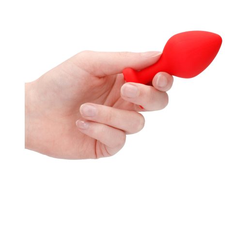 Ouch! Flexible Silicone Diamond Heart Butt Plug Red Large - Image 9