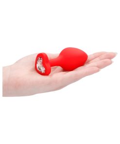 Ouch! Flexible Silicone Diamond Heart Butt Plug Red Large
