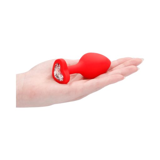 Ouch! Flexible Silicone Diamond Heart Butt Plug Red Large - Image 10