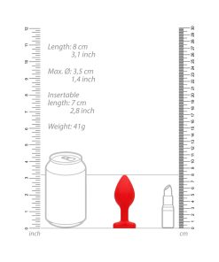 Ouch! Flexible Silicone Diamond Heart Butt Plug Red Large
