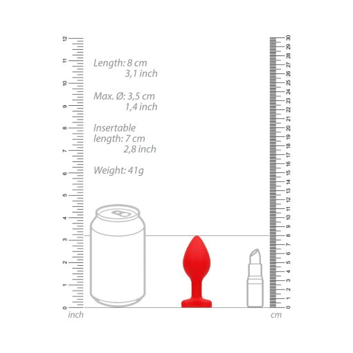 Ouch! Flexible Silicone Diamond Heart Butt Plug Red Large - Image 12