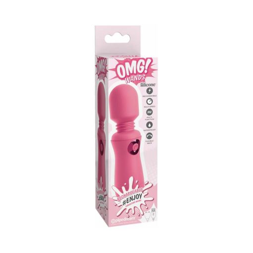 Omg! Wands #Enjoy Silicone Rechargeable Flexible Vibrating Wand Pink