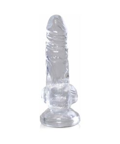 King Cock Clear 4 In. Cock With Balls Realistic Suction Cup Dildo