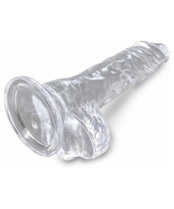 King Cock Clear 4 In. Cock With Balls Realistic Suction Cup Dildo