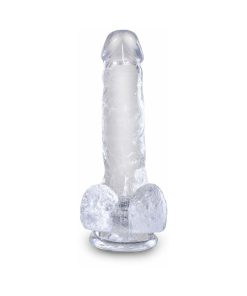 King Cock Clear 6 In. Cock With Balls Realistic Suction Cup Dildo