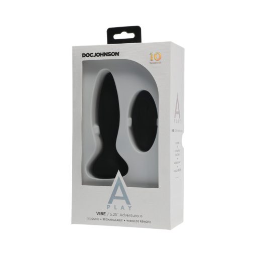 A-Play Vibe Adventurous Rechargeable Silicone Anal Plug With Remote Black - Image 4