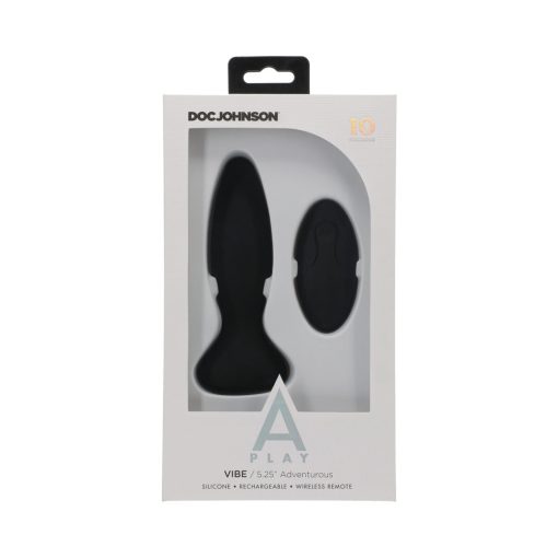 A-Play Vibe Adventurous Rechargeable Silicone Anal Plug With Remote Black - Image 5