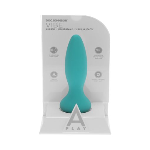 A-Play Vibe Adventurous Rechargeable Silicone Anal Plug With Remote Teal - Image 5