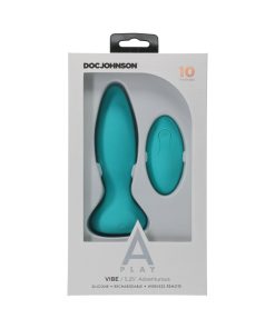 A-Play Vibe Adventurous Rechargeable Silicone Anal Plug With Remote Teal
