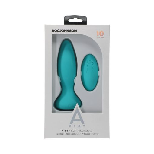 A-Play Vibe Adventurous Rechargeable Silicone Anal Plug With Remote Teal - Image 7