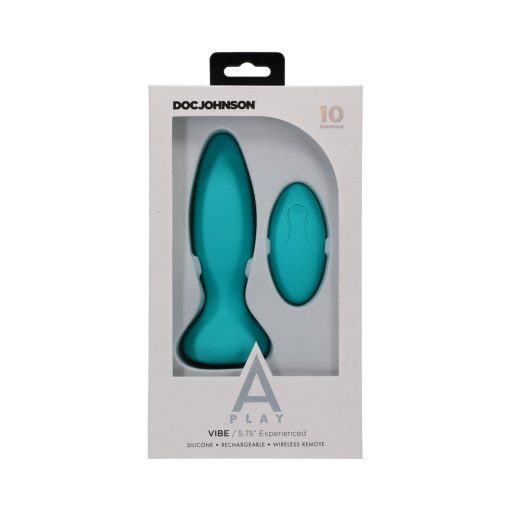 A-Play Vibe Experienced Rechargeable Silicone Anal Plug With Remote Teal - Image 7