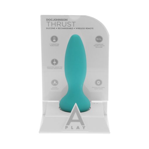 A-Play Thrust Adventurous Rechargeable Silicone Anal Plug With Remote Teal - Image 6