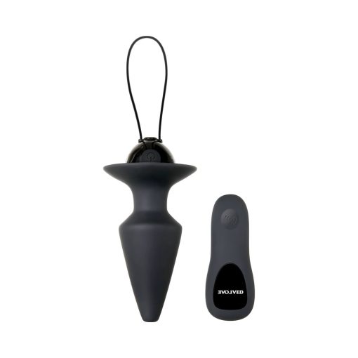 Evolved Plug & Play Rechargeable Remote-Controlled Vibrating Silicone Anal Plug Black - Image 2