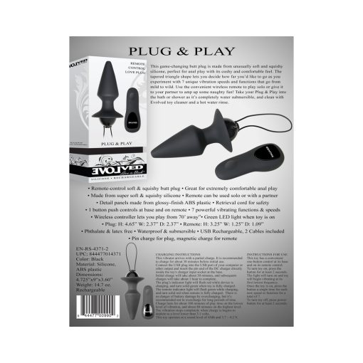 Evolved Plug & Play Rechargeable Remote-Controlled Vibrating Silicone Anal Plug Black - Image 12