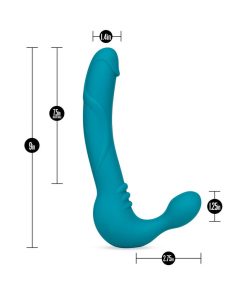 Temptasia Luna 9 In. Silicone Strapless Strap-On Dildo With Rechargeable Bullet Vibrator Teal