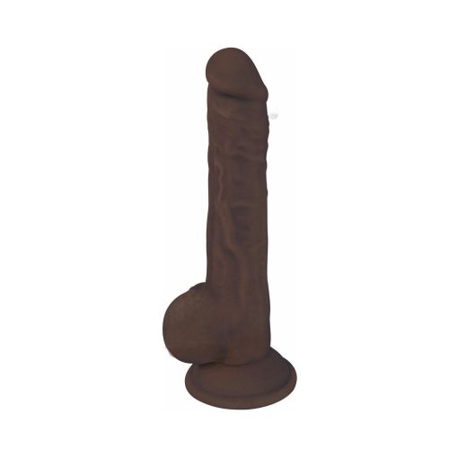 Curve Toys Fleshstixxx 9 In. Posable Dual Density Silicone Dildo With Balls & Suction Cup Brown - Image 2
