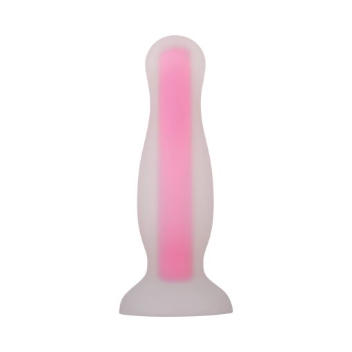 Evolved Luminous Glow In The Dark Dual Density Silicone Anal Plug Clear/Pink Small - Image 2
