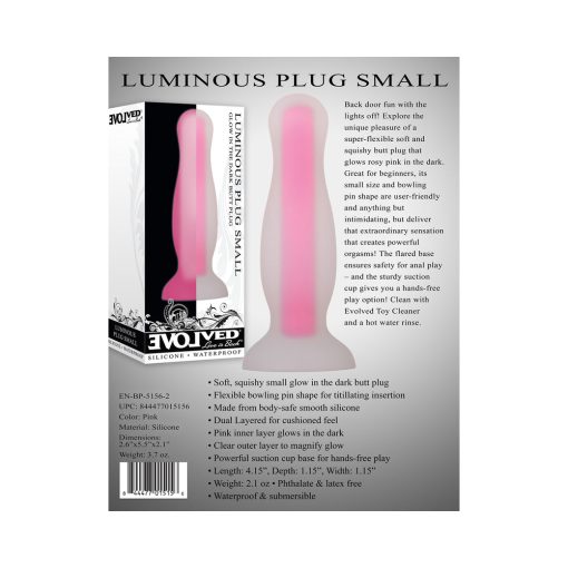 Evolved Luminous Glow In The Dark Dual Density Silicone Anal Plug Clear/Pink Small - Image 6