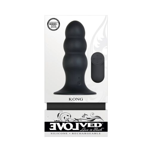 Evolved Kong Rechargeable Remote-Controlled Vibrating Silicone Anal Plug Black - Image 7