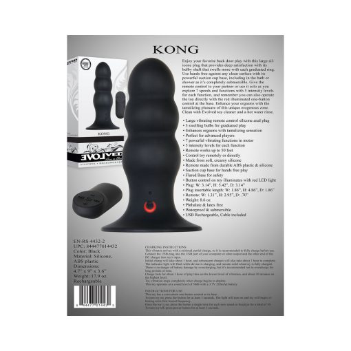 Evolved Kong Rechargeable Remote-Controlled Vibrating Silicone Anal Plug Black - Image 9