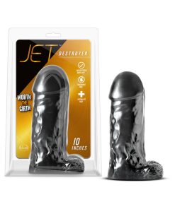 Jet Destroyer Realistic 10 In. Dildo With Balls Carbon Metallic Black