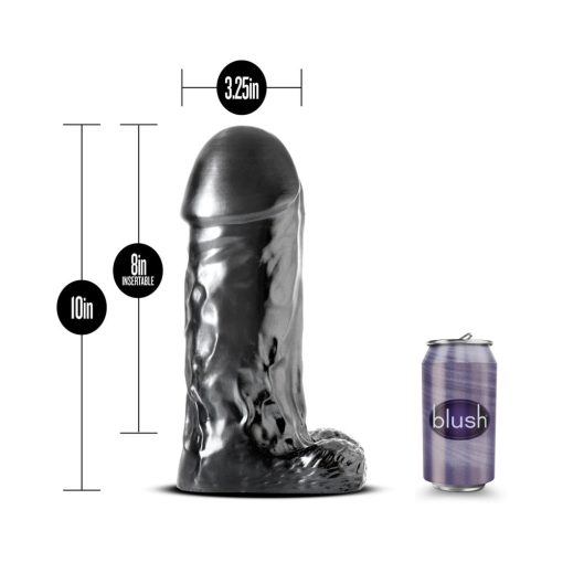 Jet Destroyer Realistic 10 In. Dildo With Balls Carbon Metallic Black - Image 4
