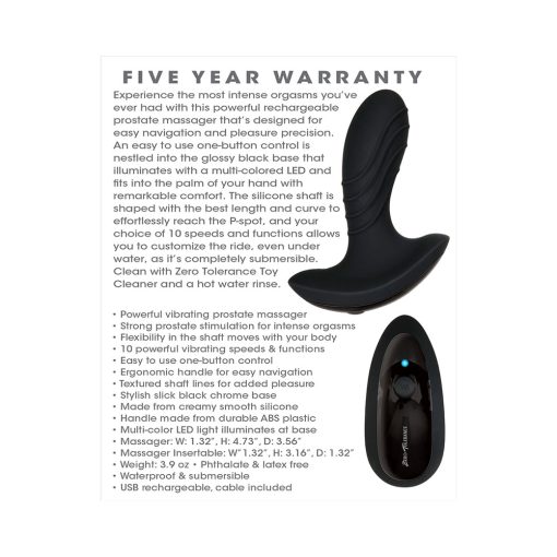 Zero Tolerance The Gentleman Rechargeable Vibrating Silicone Prostate Massager Black - Image 11