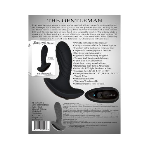 Zero Tolerance The Gentleman Rechargeable Vibrating Silicone Prostate Massager Black - Image 12