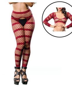 Burgandy Stripes  Crotchless Legging Packaging Box