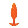 B-Vibe Swirl Rechargeable Vibrating Silicone Textured Anal Plug Orange