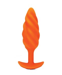 B-Vibe Swirl Rechargeable Vibrating Silicone Textured Anal Plug Orange