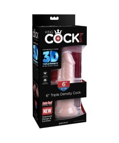 King Cock Plus 6 In. Triple Density Cock Realistic Dildo With Suction Cup Beige