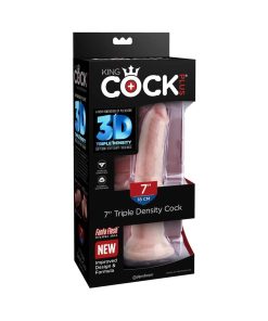 King Cock Plus 7 In. Triple Density Cock Realistic Dildo With Suction Cup Beige