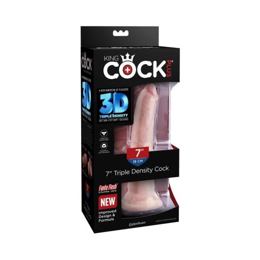 King Cock Plus 7 In. Triple Density Cock Realistic Dildo With Suction Cup Beige