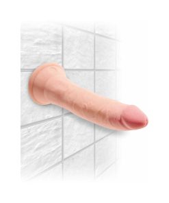 King Cock Plus 7 In. Triple Density Cock Realistic Dildo With Suction Cup Beige