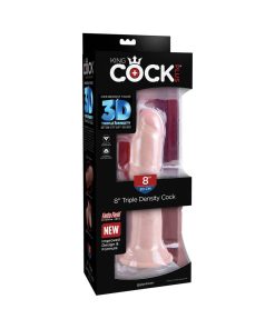 King Cock Plus 8 In. Triple Density Cock Realistic Dildo With Suction Cup Beige